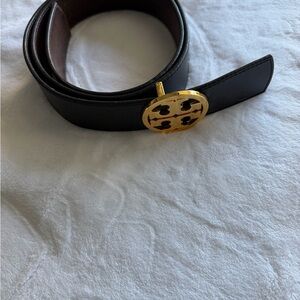 Tory Burch Black Belt with Gold Logo Buckle